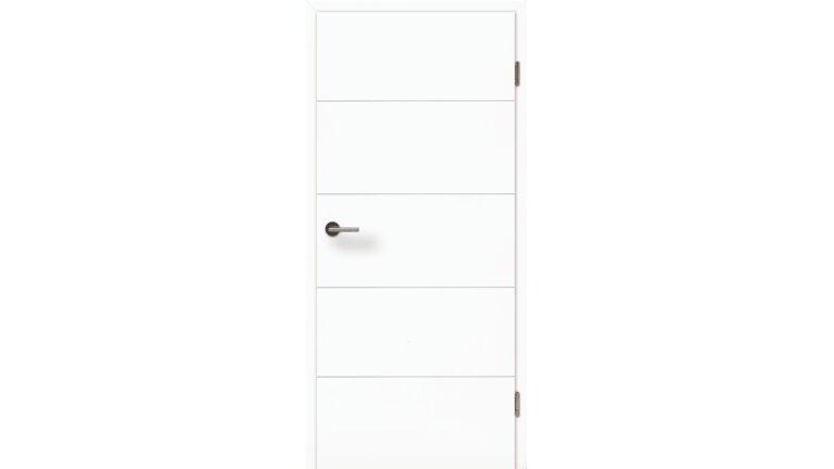 Venetia, weiße Tür, geschlossen, mit horizontalen Streifen